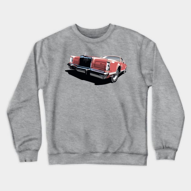 1970s Lincoln Continental in red Crewneck Sweatshirt by candcretro